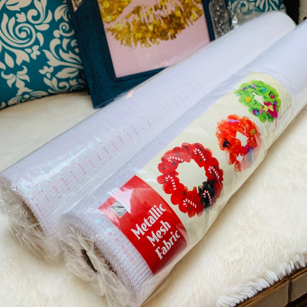 White Metallic Deco Mesh Metallic Ribbon